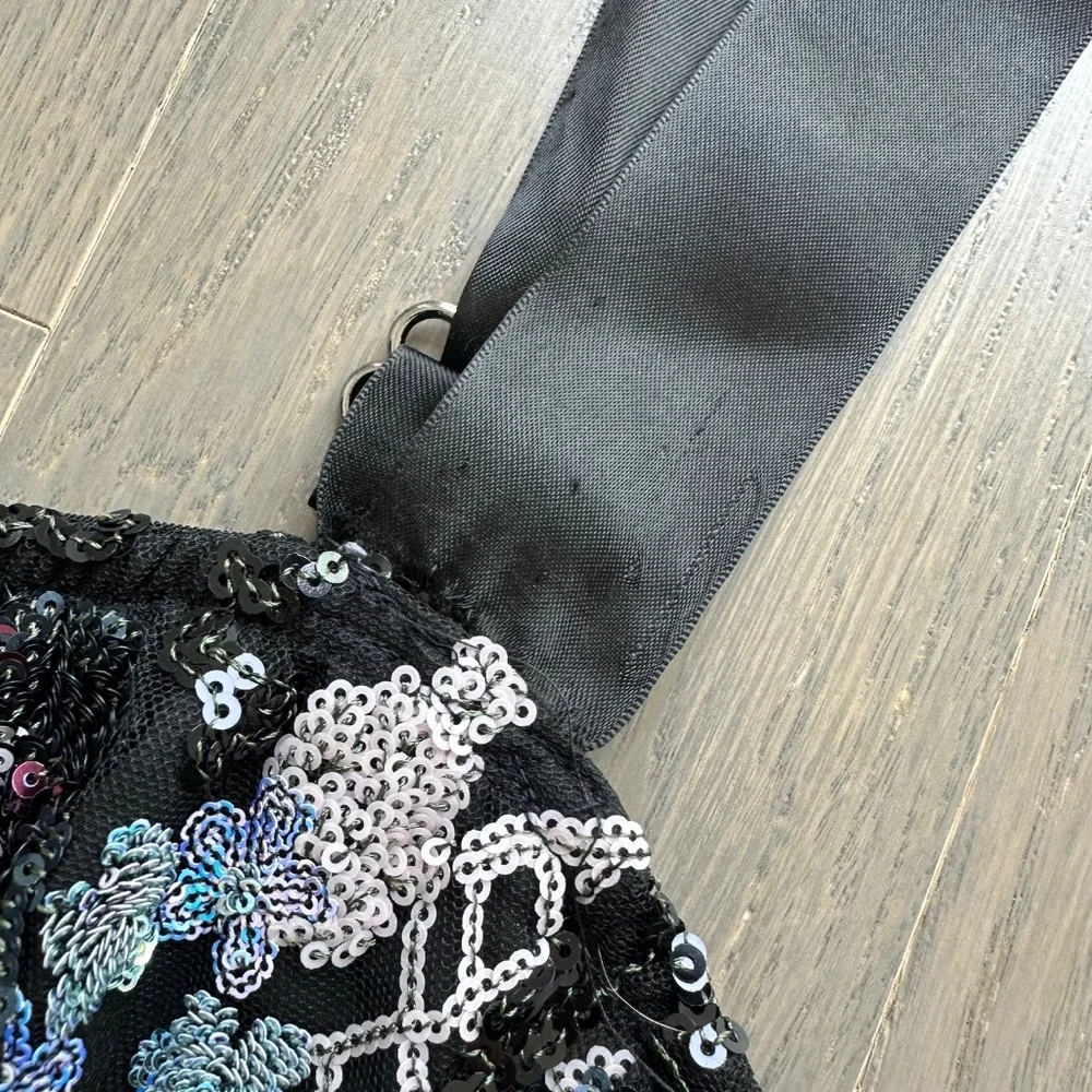 Bronx and Banco Annabell Sequined Sequin Floral Jumpsuit Black Bustier SMALL - Picture 6 of 12